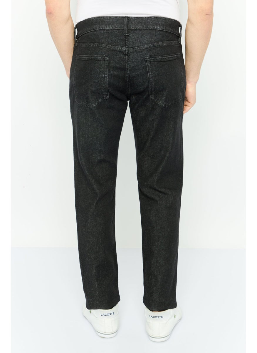 Men Slim Fit Plain Stretchable Jeans, Black