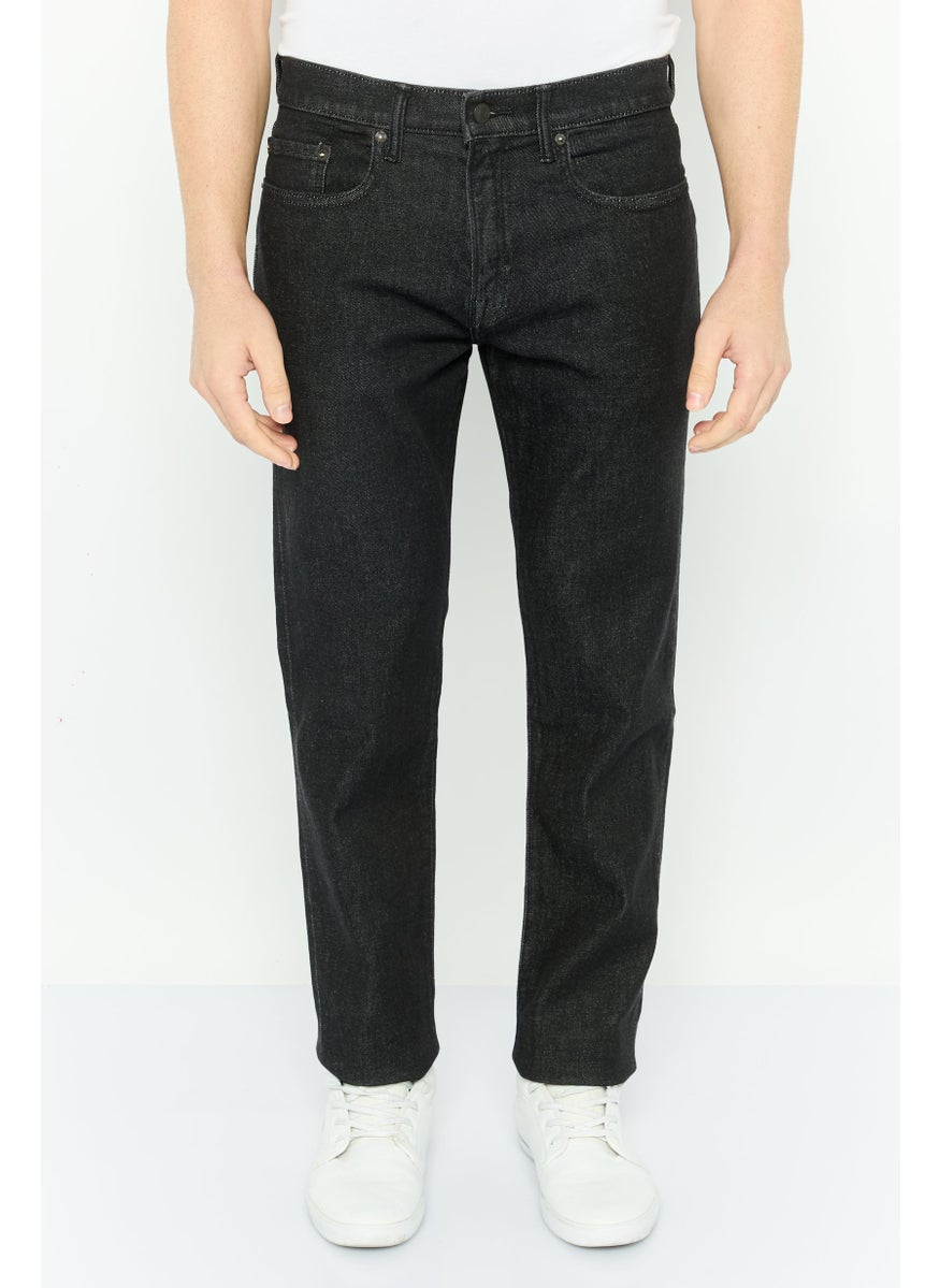 Men Slim Fit Plain Stretchable Jeans, Black