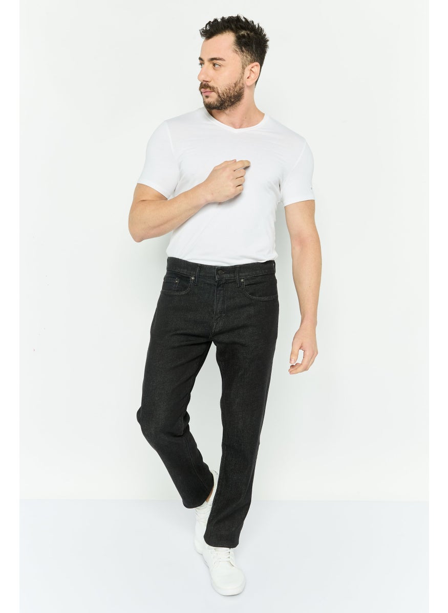 Men Slim Fit Plain Stretchable Jeans, Black