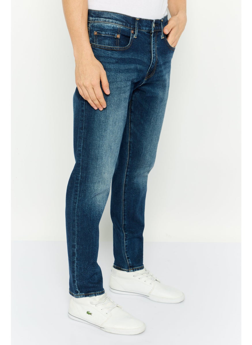 Men Slim Fit Washed Stretchable Jeans, Navy