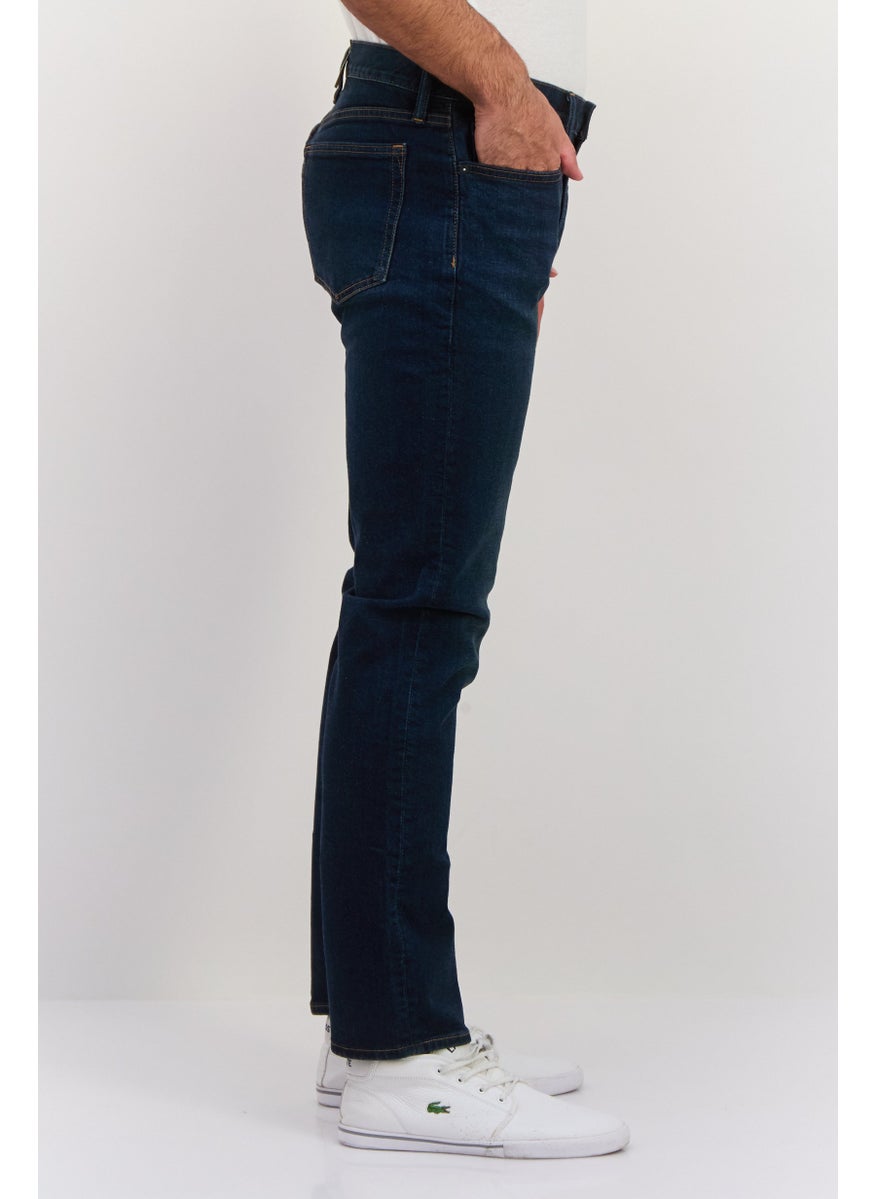 Men Slim Fit Plain Stretchable Denim, Navy