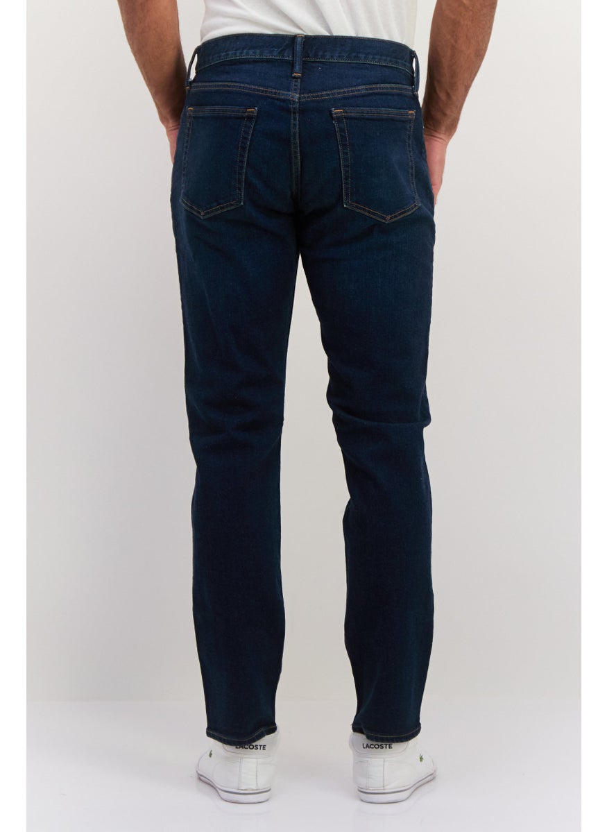 Men Slim Fit Plain Stretchable Denim, Navy