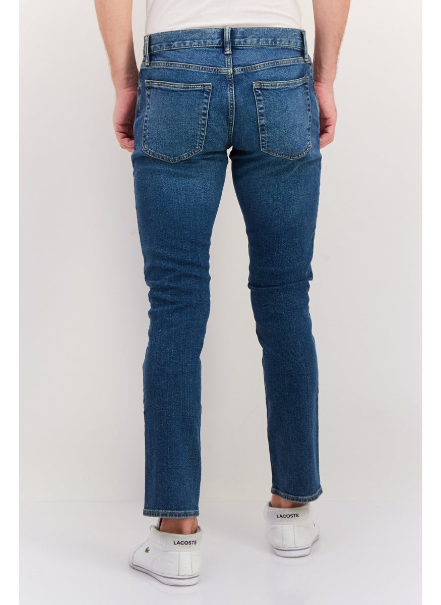 Men Straight Fit Wash Stretchable Denim, Blue