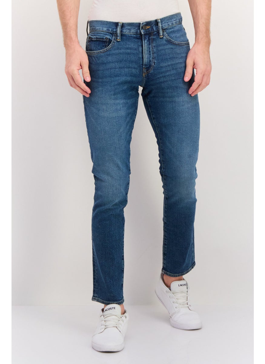 Men Straight Fit Wash Stretchable Denim, Blue