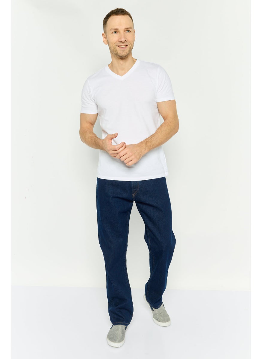 Men Regular Fit Solid Non Stretchable Denim Jeans, Navy