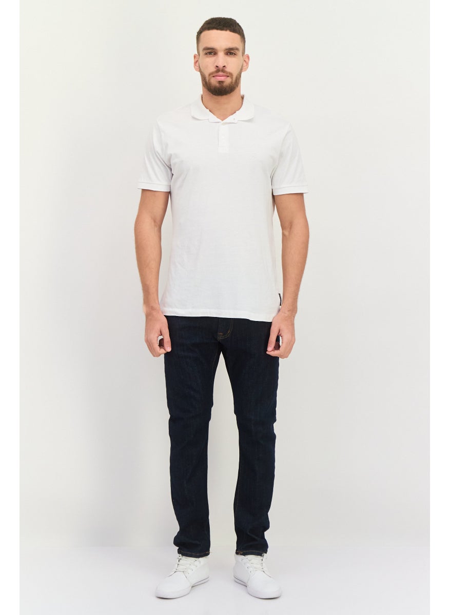 Men Slim Fit Washed Stretchable Tapered Denim, Navy