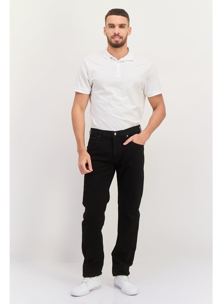 Men Regular Fit Plain Stretchable Straight Leg Jeans,  Black