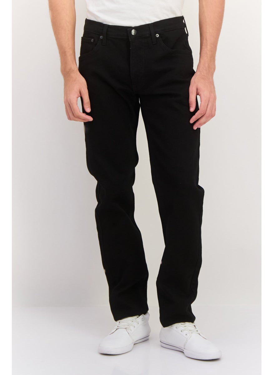Men Regular Fit Plain Stretchable Straight Leg Jeans,  Black