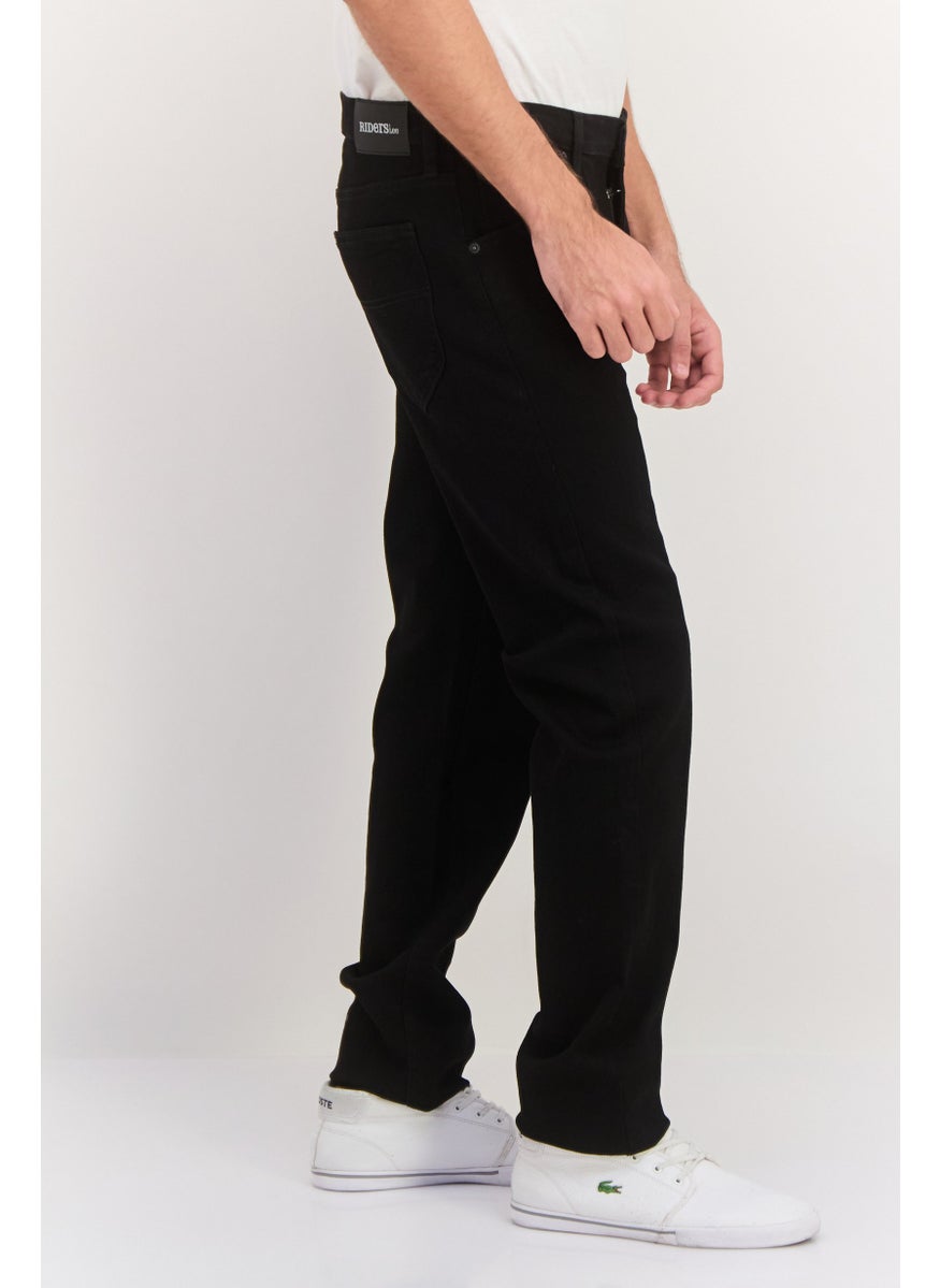 Men Regular Fit Plain Stretchable Straight Leg Jeans,  Black