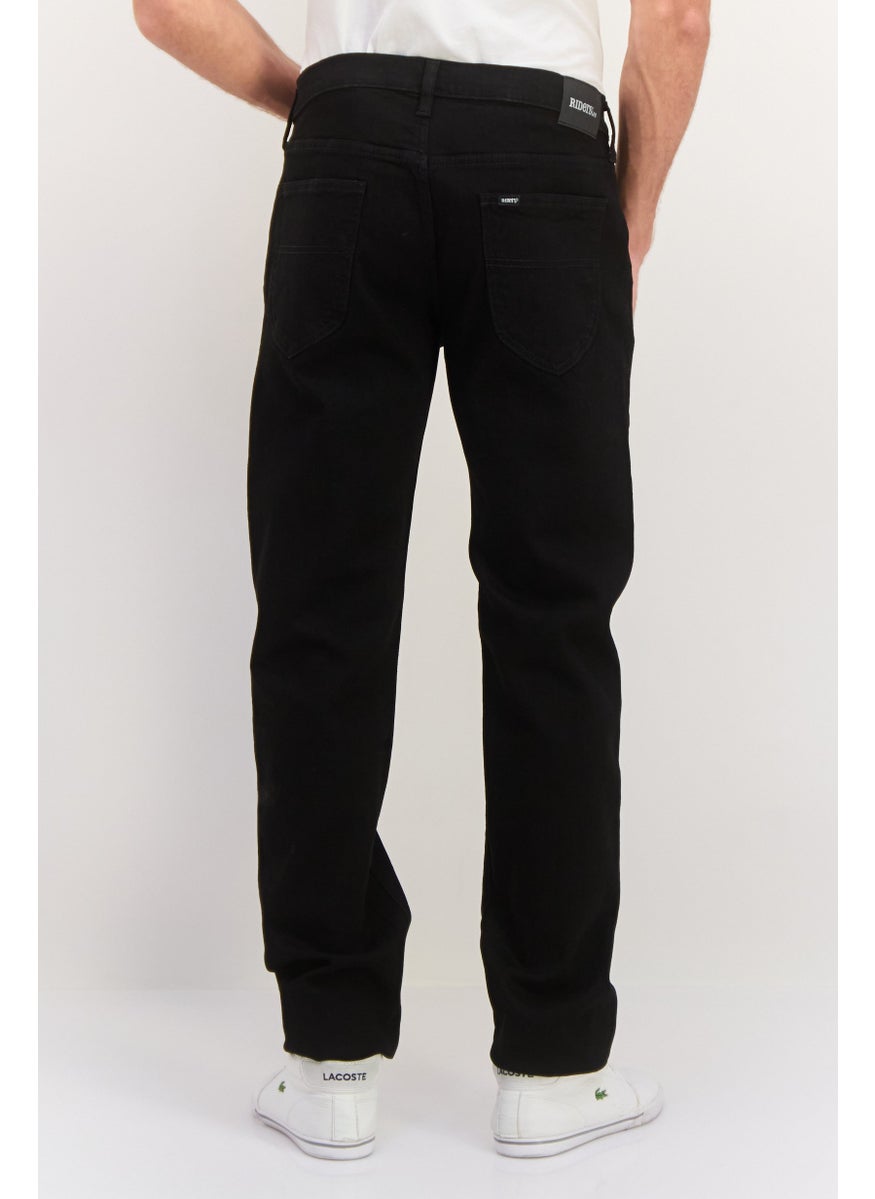 Men Regular Fit Plain Stretchable Straight Leg Jeans,  Black