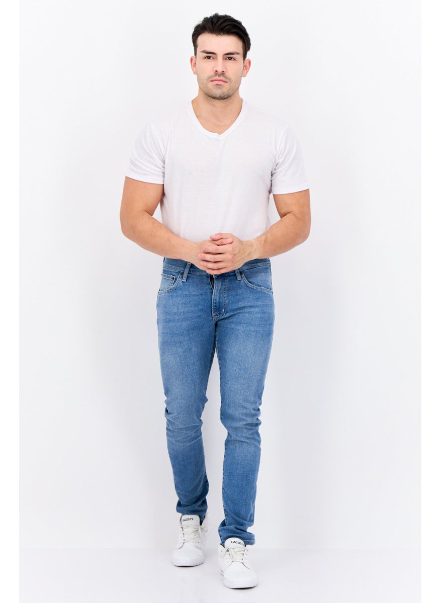 Men Slim Fit Washed Stretchable Jeans, Blue