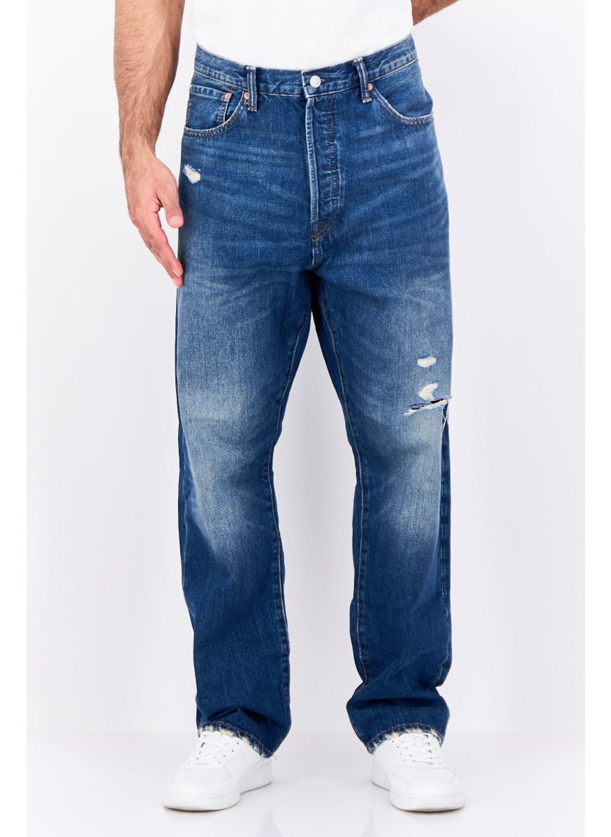 Men Regular Fit Washed Non Stretchable Denim, Blue