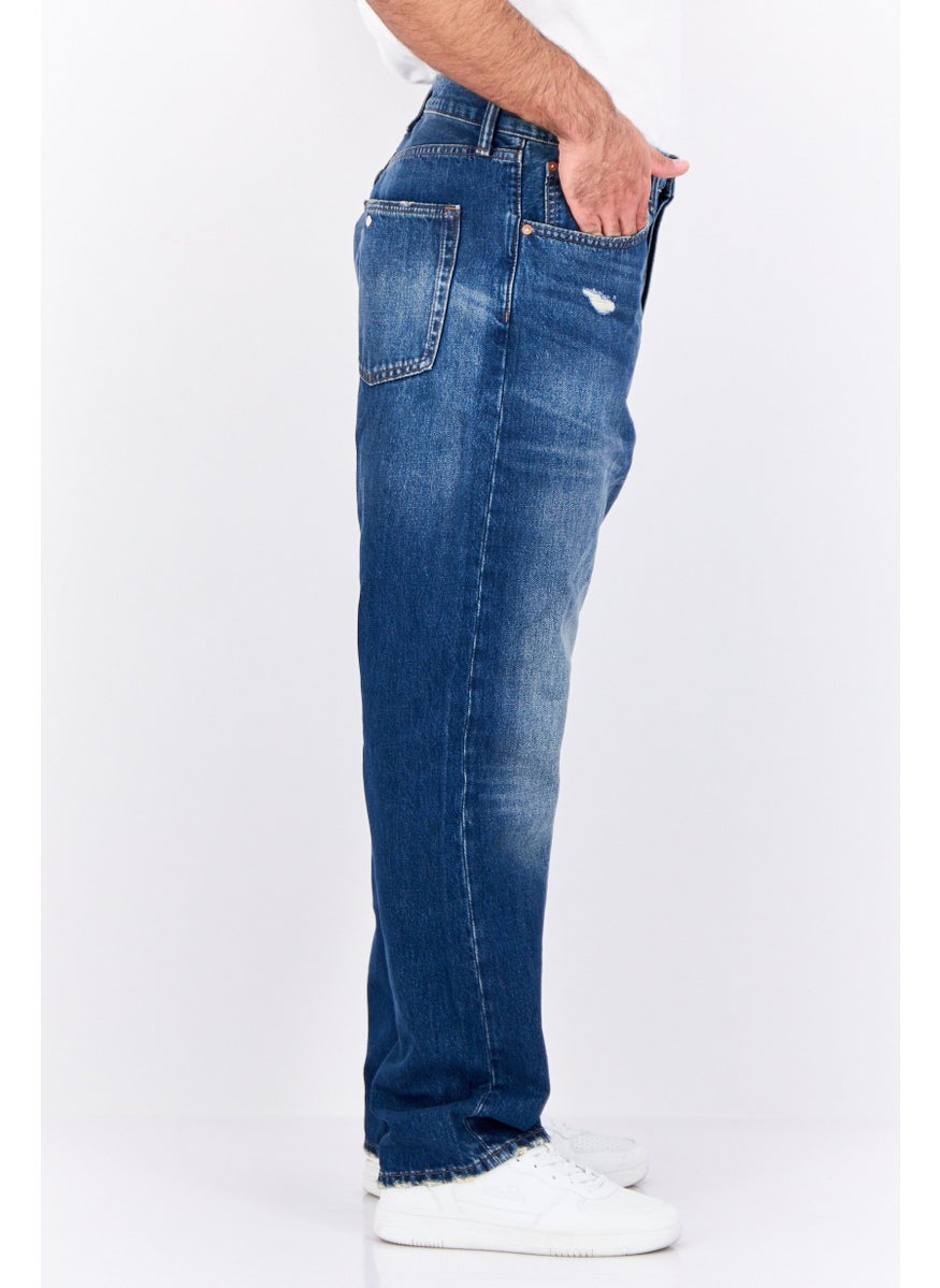 Men Regular Fit Washed Non Stretchable Denim, Blue