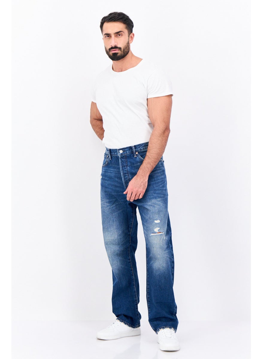 Men Regular Fit Washed Non Stretchable Denim, Blue