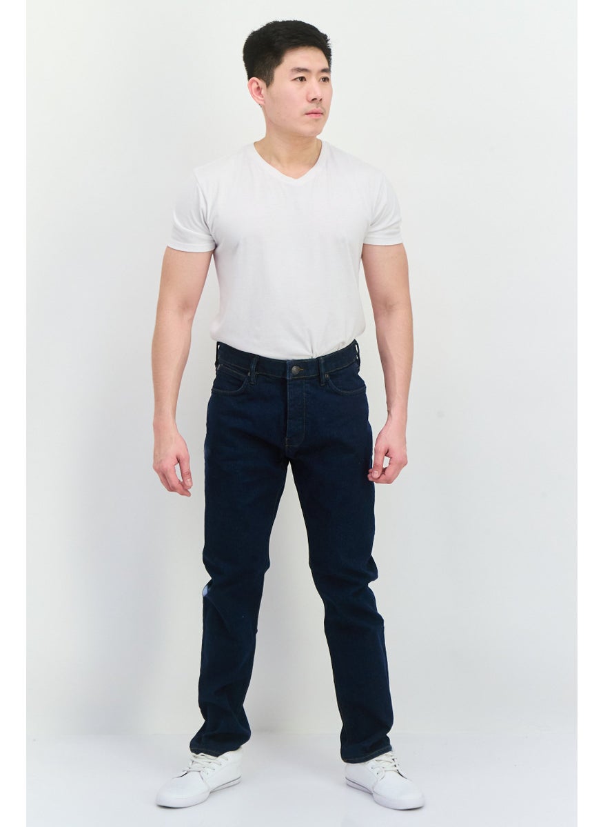 Men Slim Fit Plain Stretchable Jeans, Navy