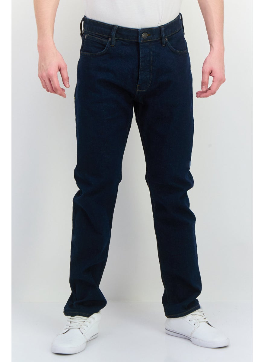 Men Slim Fit Plain Stretchable Jeans, Navy
