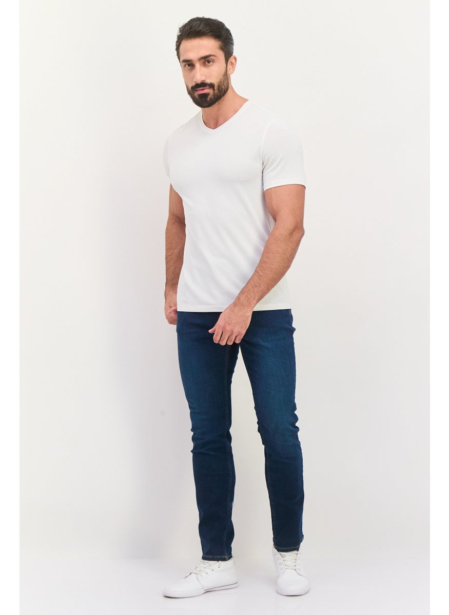 Men Slim Fit Washed Stretchable Jeans, Blue