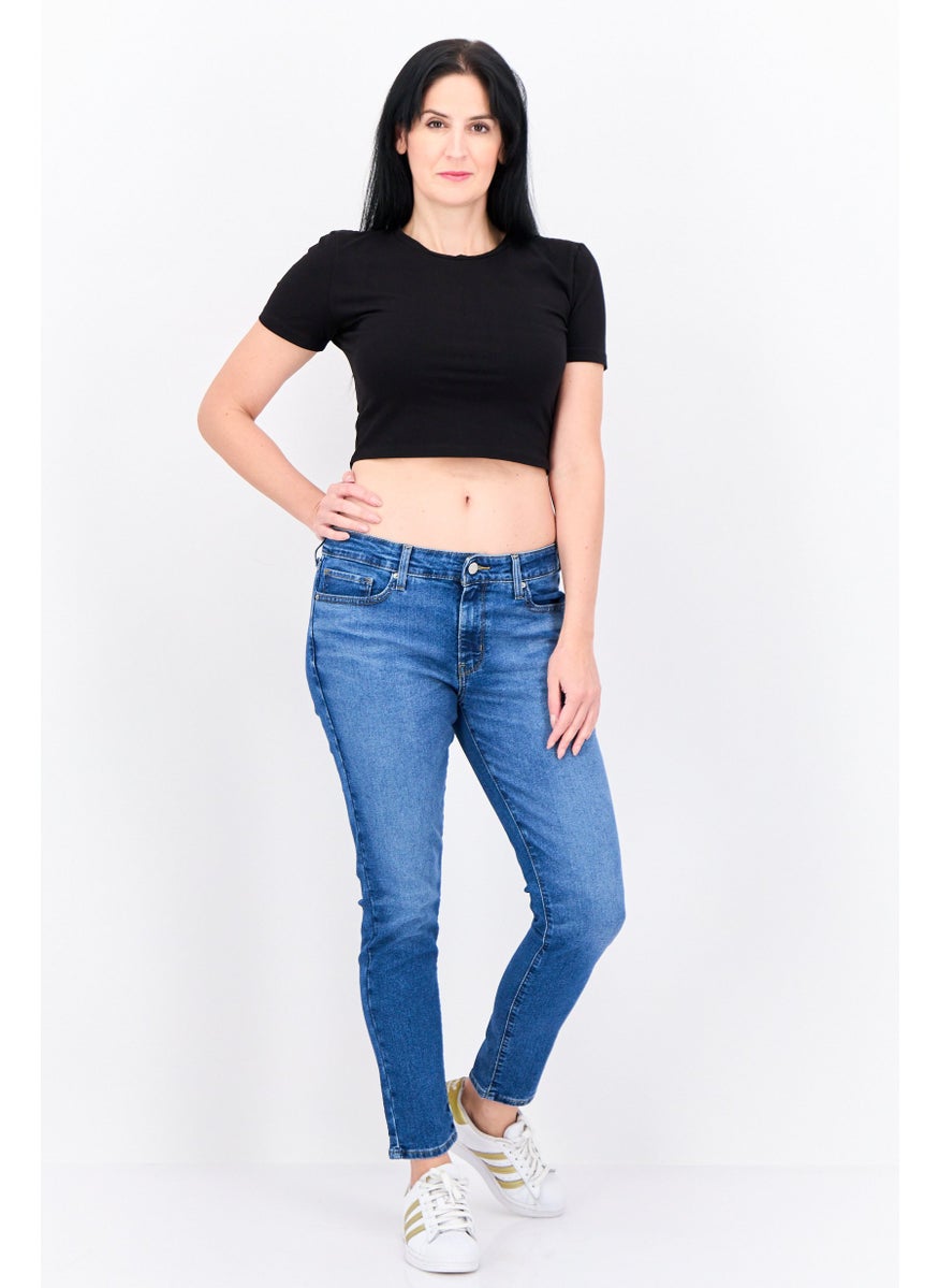 Women Skinny Fit Washed Stretchable Jeans, Blue