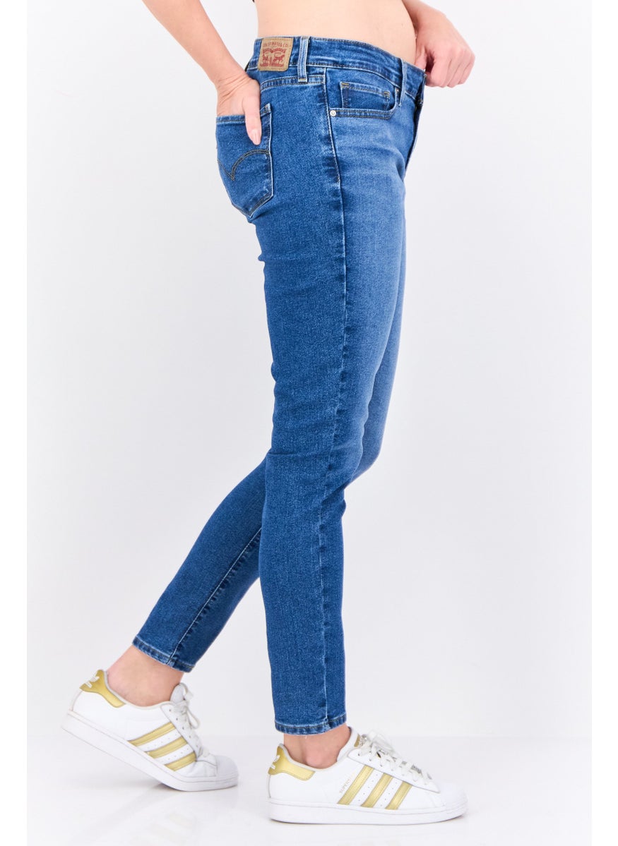 Women Skinny Fit Washed Stretchable Jeans, Blue