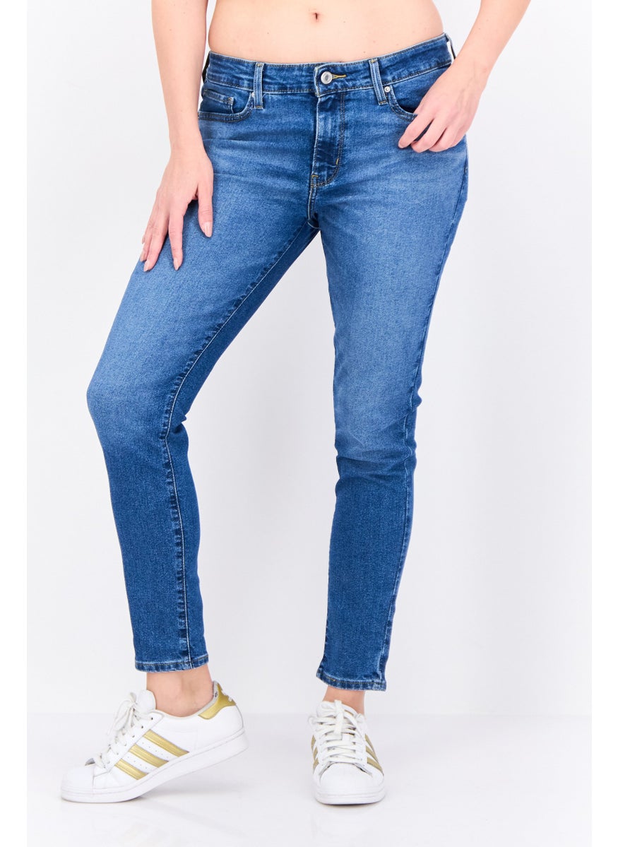 Women Skinny Fit Washed Stretchable Jeans, Blue