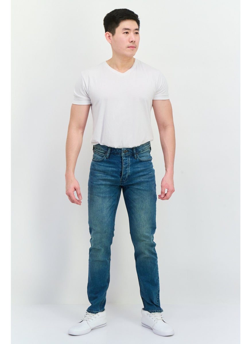 Men Slim Fit Washed Denim Jean, Blue