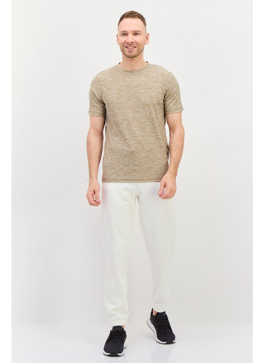 Men Regular Fit Brand Logo Jogger Pants, White
