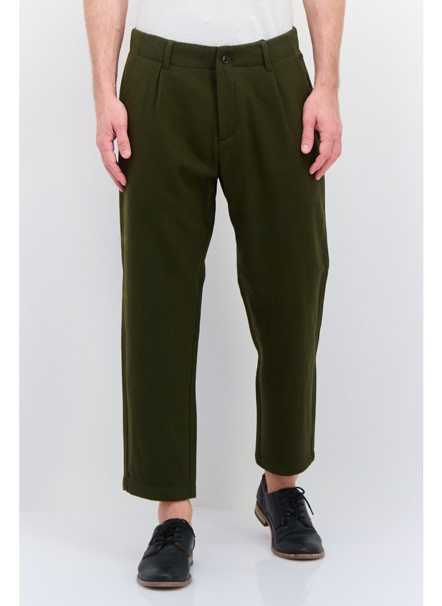 Men Regular Fit Solid Chino Pants, Green