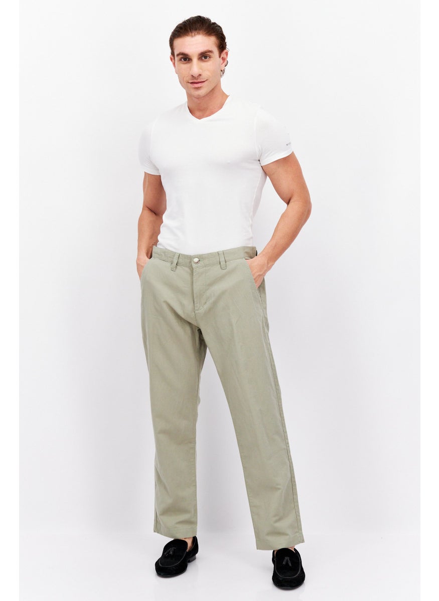 Men Straight Leg Solid Jogger Pants, Light Olive