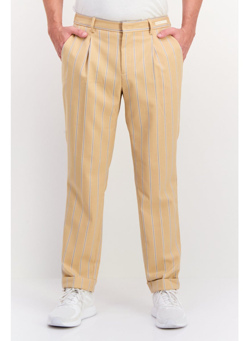 Men Regular Fit Stripe Chino Pants, Beige