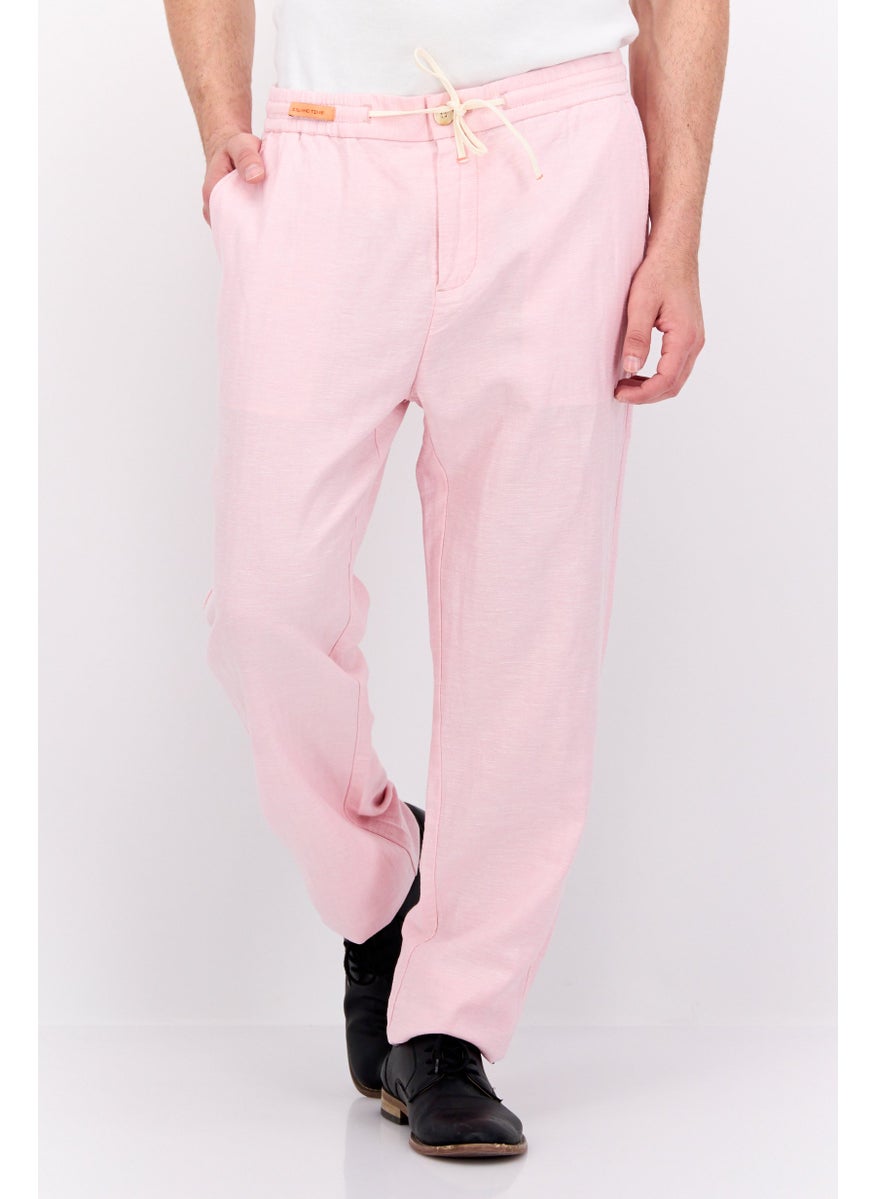 Men Straight Fit Textured Chino Pants, Pink