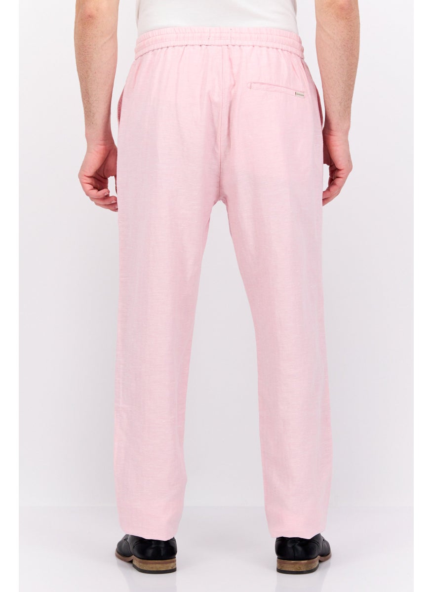 Men Straight Fit Textured Chino Pants, Pink