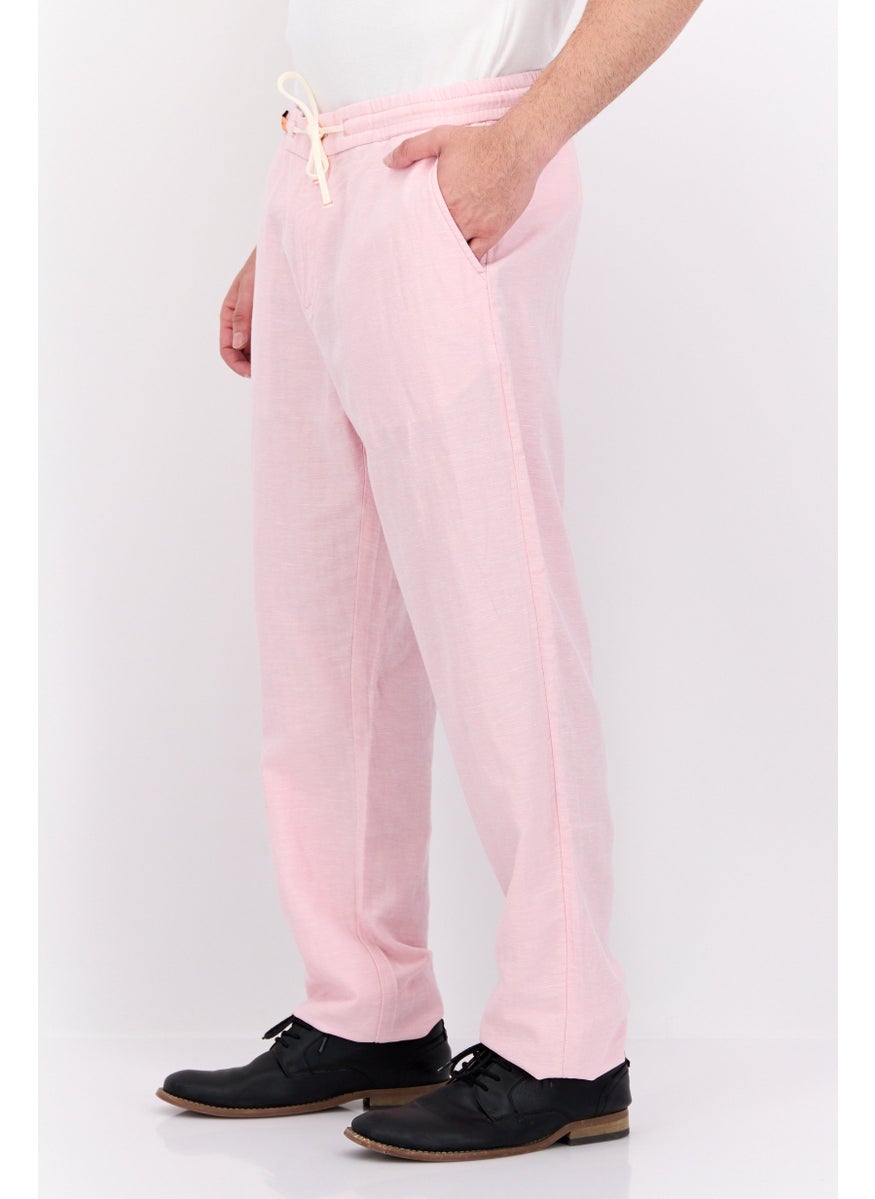 Men Straight Fit Textured Chino Pants, Pink