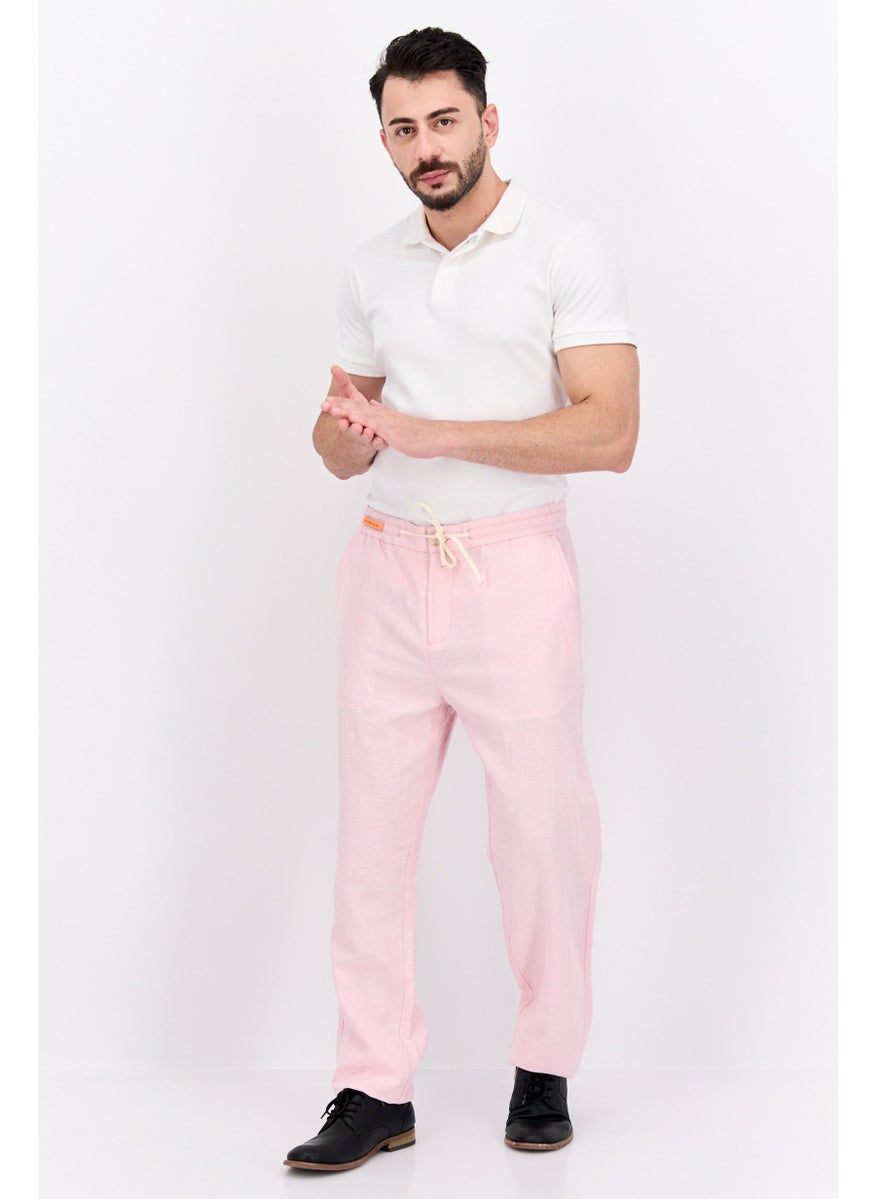 Men Straight Fit Textured Chino Pants, Pink
