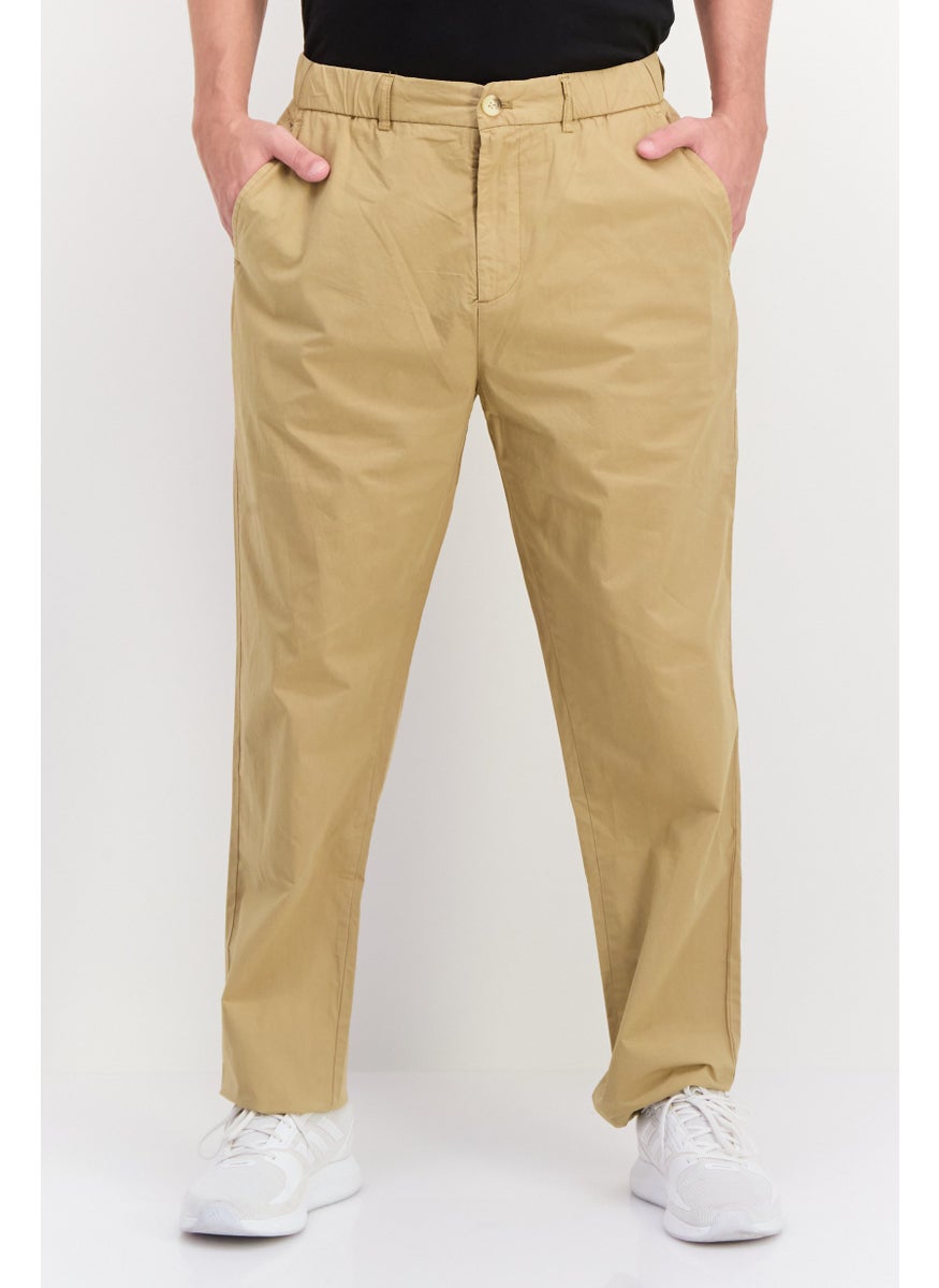 Men Tapered Fit Solid Fave Chino Pants, Khaki