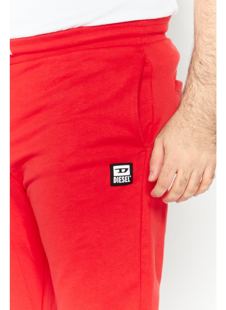 Men Regular Fit Brand Logo Jogger Pants, Red