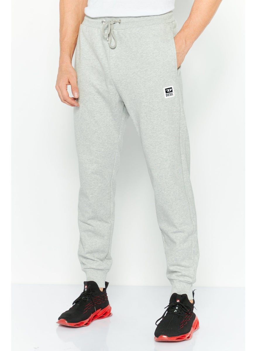 Men Regular Fit Brand Logo Jogger Pants, Grey