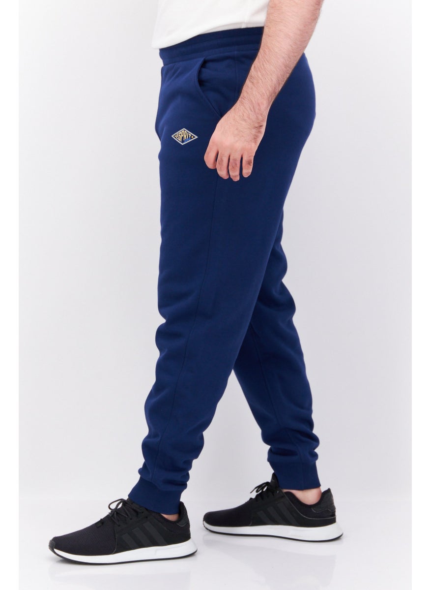 Men Regular Fit Brand Logo Sweatpants, Blue