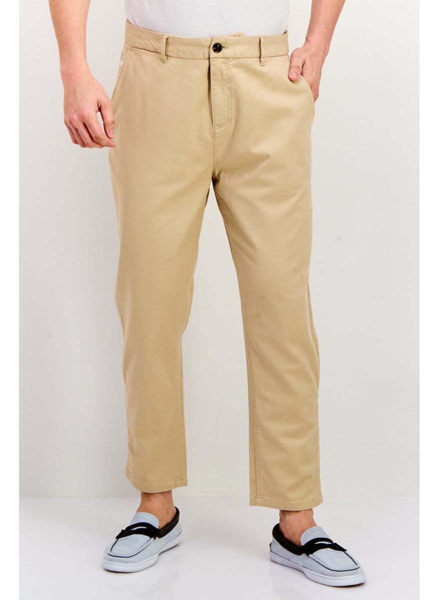 Men Tapered Fit Solid Fave Chino Pants, Beige