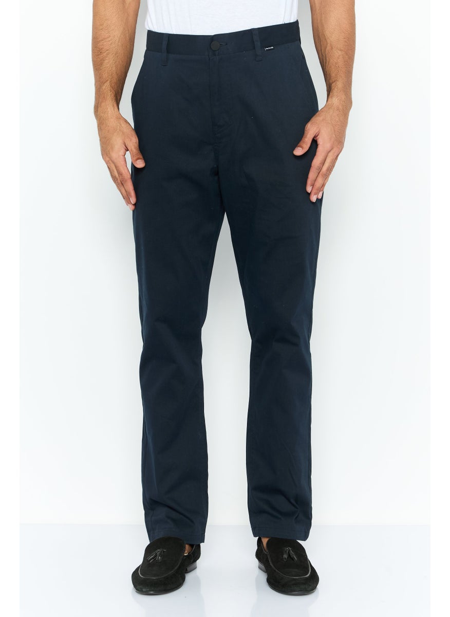 Men Slim Fit Solid Chino 14,5 Inseam Pants, Navy