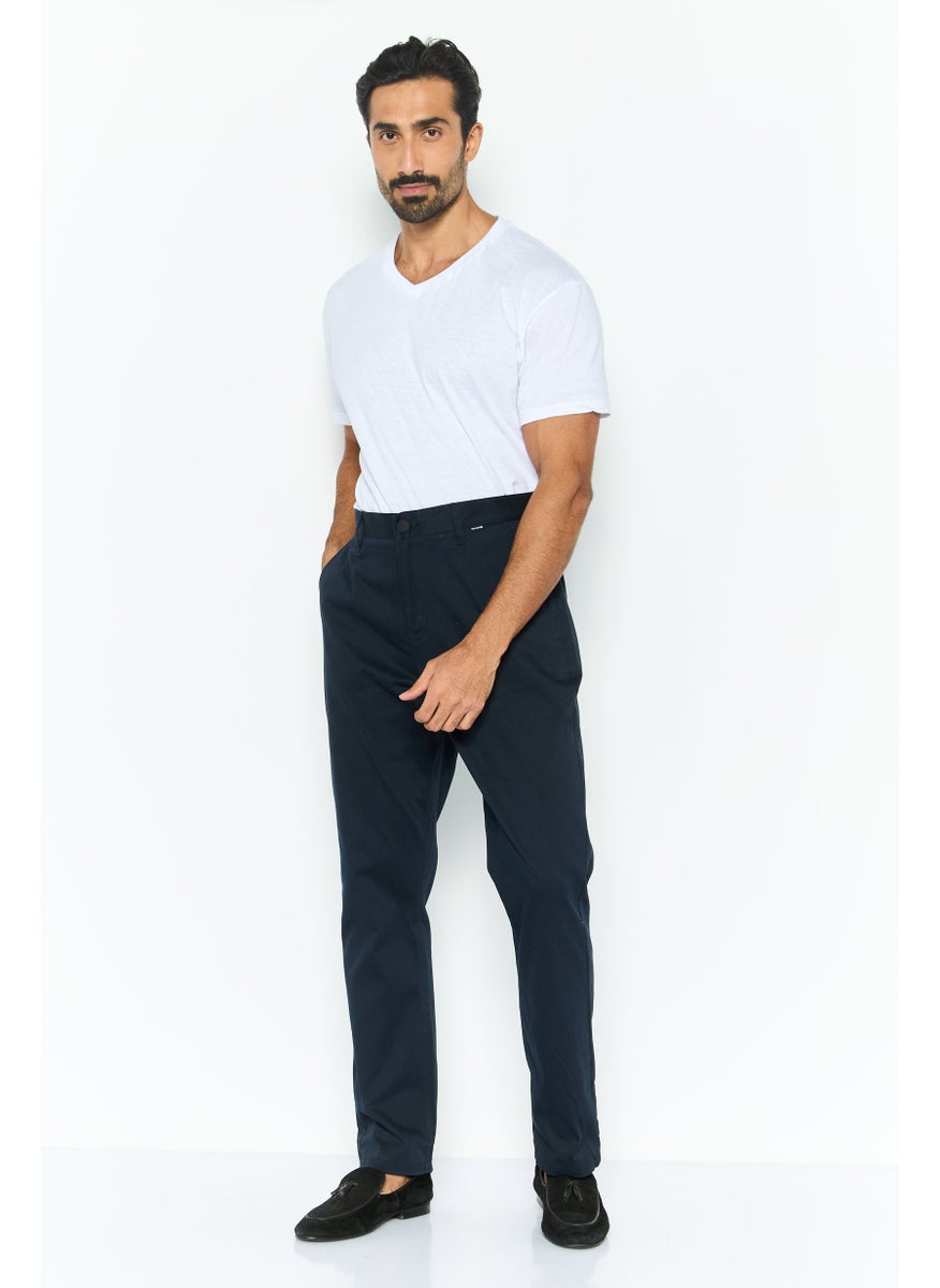 Men Slim Fit Solid Chino 14,5 Inseam Pants, Navy