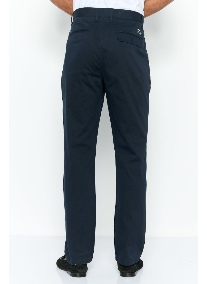 Men Slim Fit Solid Chino 14,5 Inseam Pants, Navy