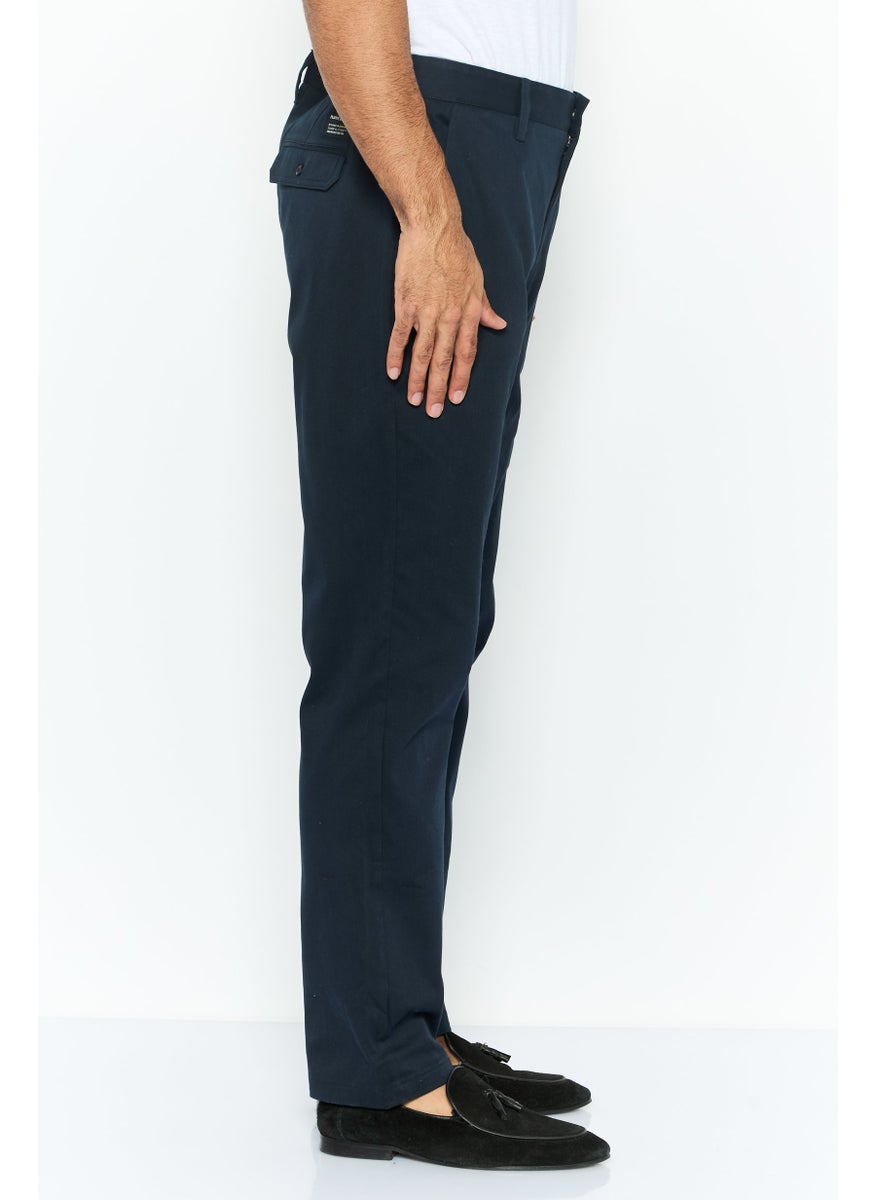 Men Slim Fit Solid Chino 14,5 Inseam Pants, Navy