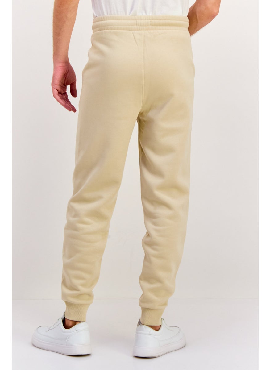 Men Regular Fit Brand Logo Jogger Pants, Cream