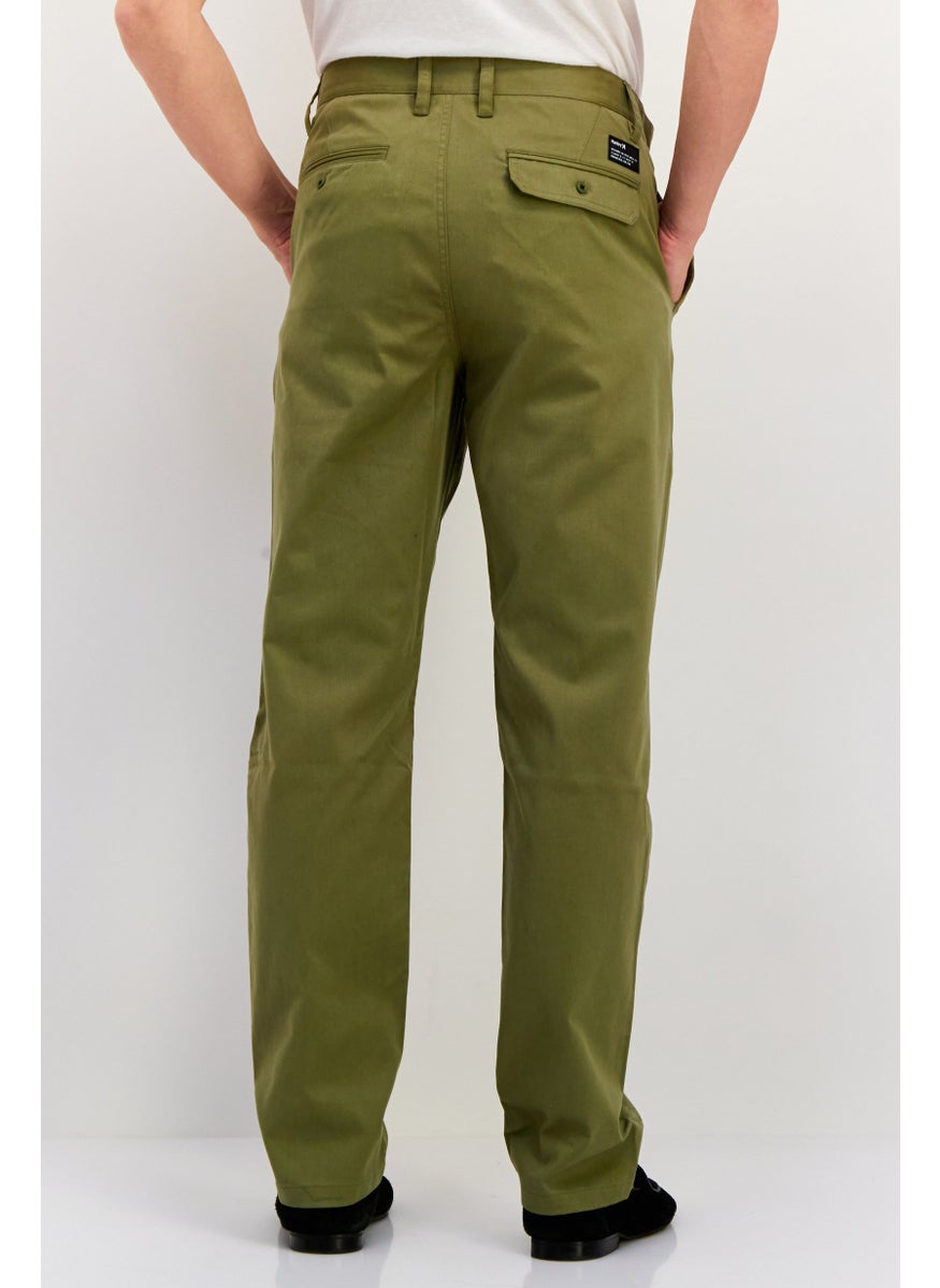 Men Regular Fit 14,5 Inseam Solid Chino Pants, Olive