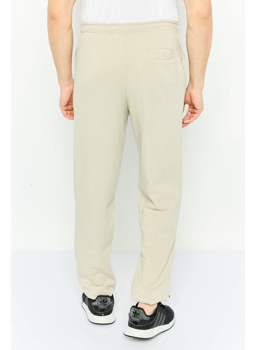 Men Regular Fit Plain Sweatpants, Beige