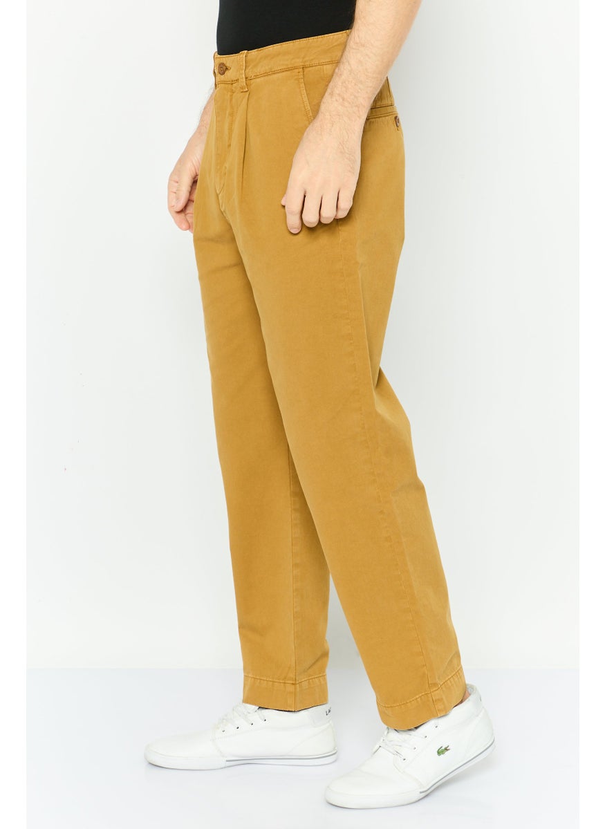Men Regular Fit Solid Chino Pants, Brown