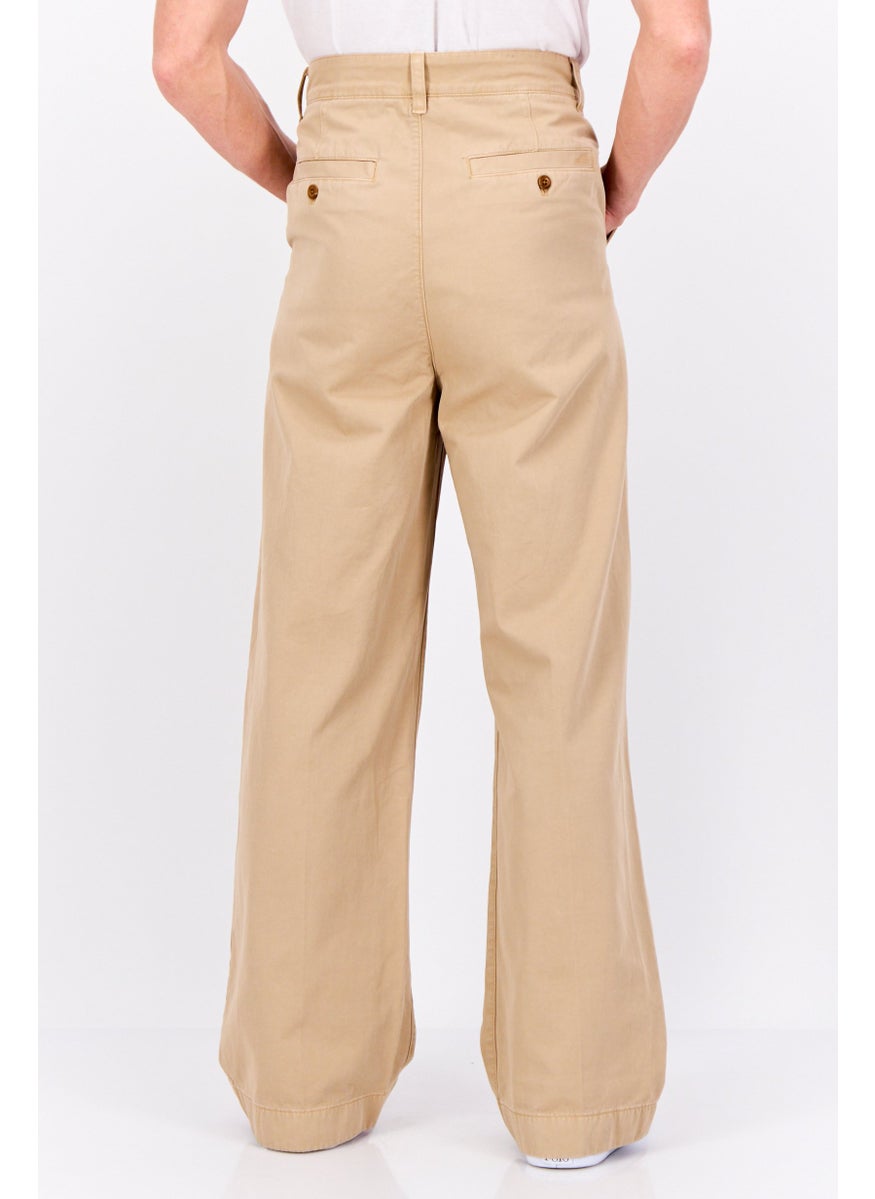 Men Regular Fit Pleated Volume Chino Pant, Dark Khaki