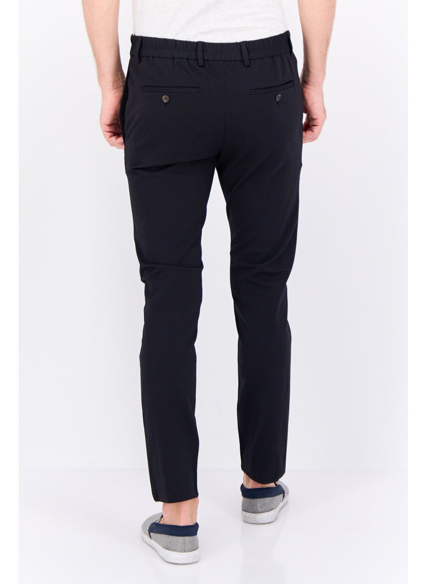 Men Regular Fit Solid Chino Pants, Black