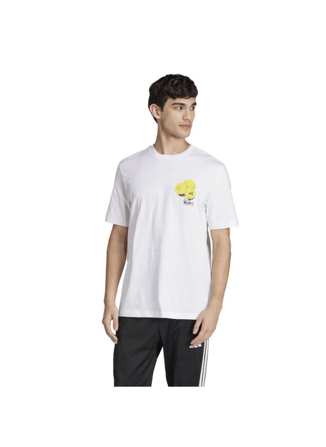 adidas M L SL LEMON T White Training T-SHIRTS for Men - XS