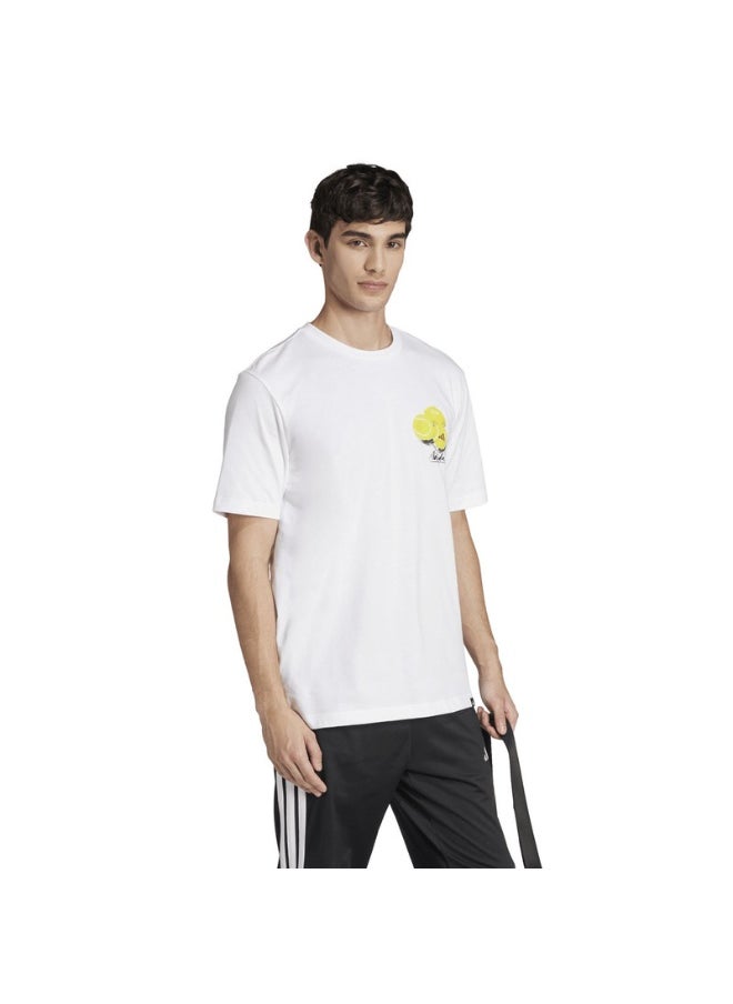 adidas M L SL LEMON T White Training T-SHIRTS for Men - XS